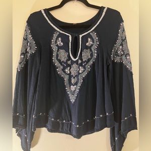 Free People Blue Long Sleeved Shirt